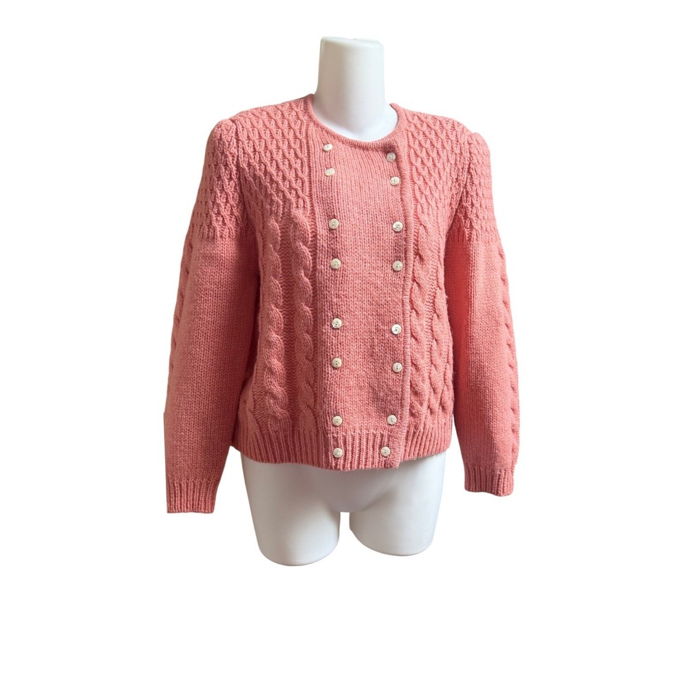 Robert Scott Ltd Cardigan Jacket Shetland Scotland Wool Cable Knit Sz 38